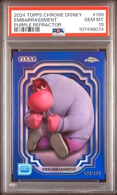 2024 Topps Chrome Disney Pixar Embarrassment Purple Refractor /199 #199 PSA 10 - Image 1 of 2
