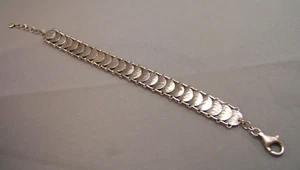 Silpada Sterling Silver "Simply Sequin" Textured Disk Link Bracelet B2829 - Picture 1 of 6
