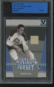 2004 ITG Ultimate Vault Jean Beliveau Sapphire Vintage Jersey Game Used 1/1 - Picture 1 of 2