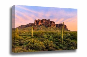 Superstition Mountains Canvas | Sonoran Desert Gallery Wrap | Arizona Wall Art - Picture 1 of 5