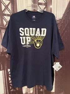 ¡NUEVO CON ETIQUETAS! Camiseta 2XL para hombre Milwaukee Brewers 2019 postemporada "Squad Up" - Imagen 1 de 11