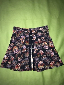 SPLENDID Girls Sz 12  Button Front knit SKIRT Blue Pink Red Orange Floral - Picture 1 of 12