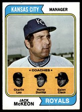 1974 TOPPS JACK MCKEON/CHARLIE LAU/GALEN CISCO/HARRY DUNLOP KANSAS CITY ROYALS