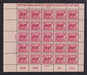1926 Sc 630 White Plains souvenir sheet of 25 VF MNH premium fresh (DM - Picture 1 of 2