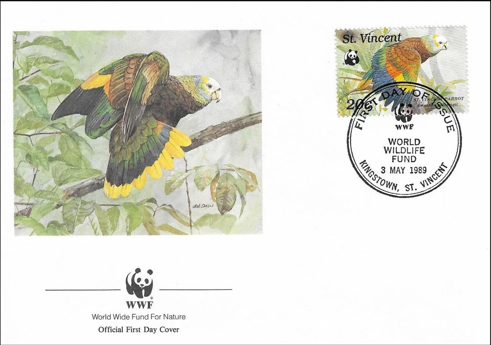 Parrot Amazon Amazona Guildingii Parrot Bird Nature ST. Vincent FDC Cover 1989 - Image 1 of 1