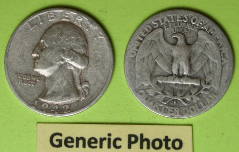 1942-S US Washington Quarter in Circulated Condition...see Photos Cover