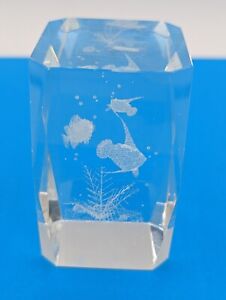 Laser Etched Crystal Glass Paperweight 3-D Fish Aquarium  Anglefish CLEAR