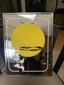 Retro Vintage Jim Roslof Painted Mirror Sunset 1970's Academy Arts 9 x 12 - Picture 1 of 1