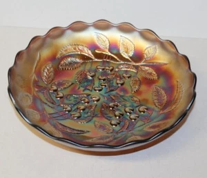 Antike Millersburg Karnevalsglas Eisschale - hängende Kirsche - Amethyst - Bild 1 von 6