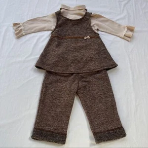 Natural Charm 3-Piece Brown Fleece Pants Set - Size 6 -9 Months - Picture 1 of 12