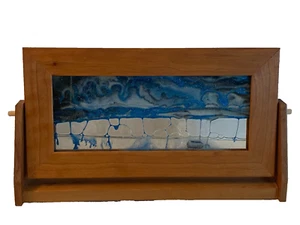 Exotic Sands Moving Flowing Sand Picture Ocean Blue Waves in Wood Frame 6"x12" - Picture 1 of 4