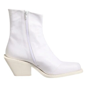 MM6 MAISON MARGIELA Shoes White Square Heel Zip Ankle Boots EU40 / US9.5 750usd - Picture 1 of 8