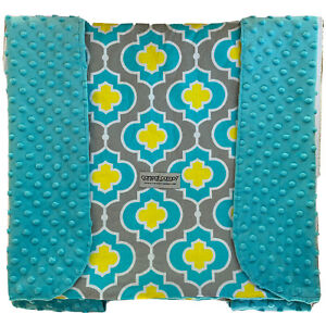 Car Seat Canopy Cover Turquoise Minky Backing Geometric Turquoise Print