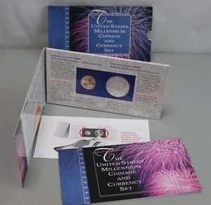2000 Millennium Coinage and Currency Set 2000 UNC ASE & Sacagawea $1 + 1999 Note - Picture 1 of 8