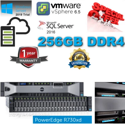 Dell PowerEdge R730xd 28Core Server Xeon E5-2680v4 2.4GHz 256GB DDR4 2TB SSD LOT - Image 1 of 4