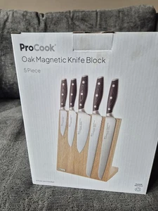 Procook Magnetic Oak 5 Piece Knife Holder Block - Picture 1 of 6