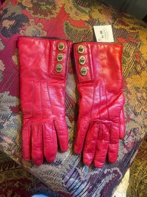COACH Guantes Cuero Rojo Nuevos, Con Etiquetas Talla 7 Foto 1 de 3