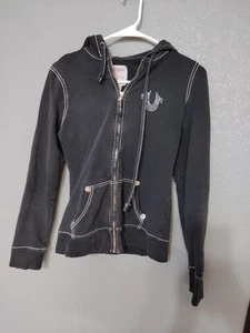 Sudadera con capucha vintage Y2K True Religion logotipo bling para mujer pequeña hecha en EE. UU.  - Imagen 1 de 7