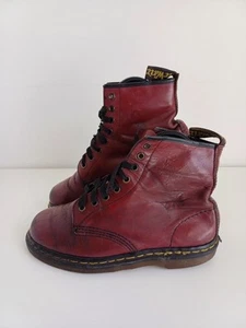 Dr Martens Women's Shoes Boots Burgundy Leather High Top Approx Size 5 - Picture 1 of 24