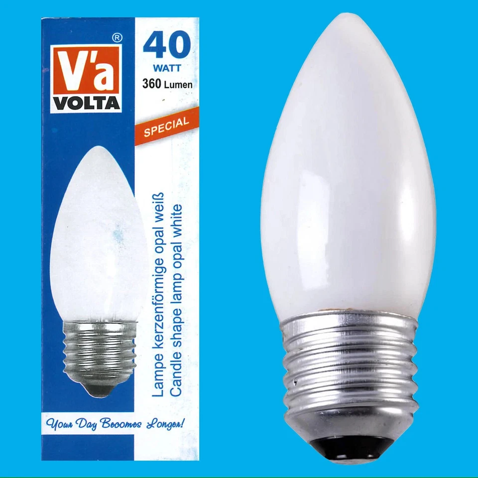 10x 40W Volta Opal Incandescent Filament Dimmable Candle ES E27 Light Bulb Lamps - Image 1 of 1