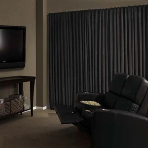 Tenda a pannello personalizzata velluto nero 18W x 9H sfondo cinema parete - Foto 1 di 2
