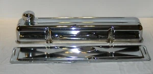 Cubierta de válvula cromada recta de 6 cilindros Chevy 235 en línea con placa lateral + DEVOLUCIÓN - Imagen 1 de 12