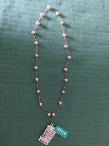 BH EFFY 14K Rose Gold Pink pearl Dainty Necklace Hallmarked perfect rare 7.3g - Picture 1 of 4