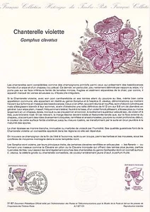 Philatelistisches Dokument 1. Tag: 31- 1987 Pilz Pfifferling lila - Bild 1 von 1