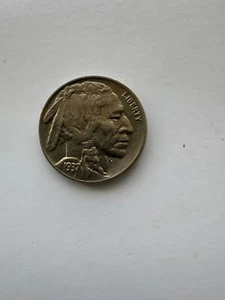 1937-D 5C Buffalo Nickel AU - Picture 1 of 2