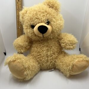 Happy Teddy Bear Toy Plush Stuffed Animal Tan Brown Soft Curly Hair 11” Hang Tag