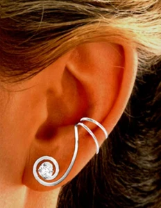 Raffinierte Spiral Manschetten Ohrringe mit 1/2 ct CZ - Designer Sandra Callisto  - Bild 1 von 3