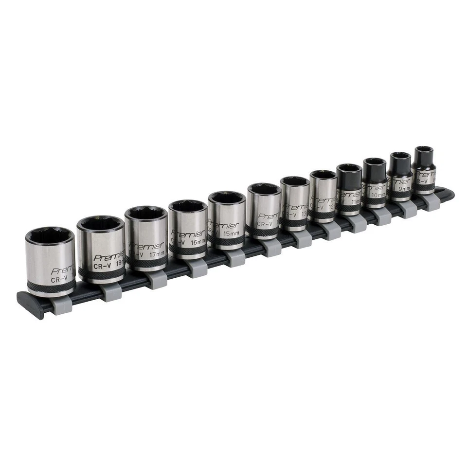 Sealey AK2741B Socket Set 12pc 3/8"Sq Drive Lock-On 6pt - Black Series