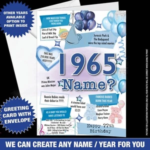 Brother 1963 60o Tarjeta de Cumpleaños Personalizada Datos del Reino Unido 60 Años Saludo 083 - Imagen 1 de 7