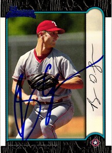 Signed 1999 Bowman Ryan Glynn 182 Texas Rangers Autographed