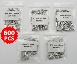 600X Copper Bare Wire Splice Terminals Uninsulated Ferrules Crimp Connectors Kit - Picture 1 of 1