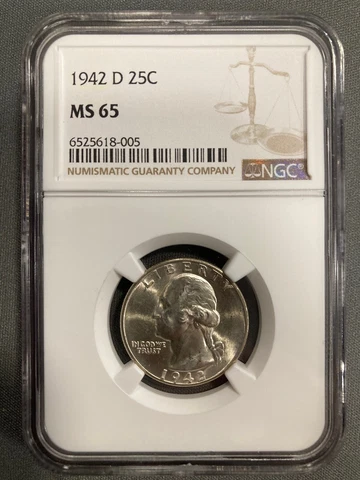 1942D Washington Silver Quarter - NGC MS65 Cover