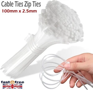 100 Pack Cable Zip Ties Wraps Heavy Duty Nylon Wraps Fastener Quality Strong Tie - Picture 1 of 11