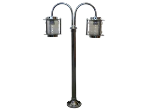 Solid Brass Chrome Finish Outdoor 2 Light Post Light Nautical Ship Bathroom Pub - Picture 1 of 1