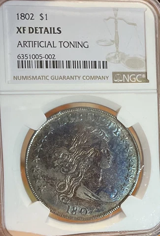 1802 NGC XF Details! Draped Bust Silver Dollar Cover