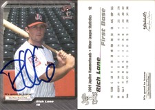 Rich Lane Signed 2001 Jupiter Hammerheads Card Auto AU
