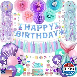 Mermaid Birthday Decorations Mermaid Theme Party Decorations Supplies Mermaid - Picture 1 of 5