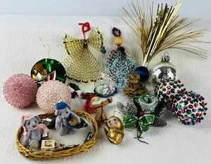 Vintage Christmas Decorations Ornaments Lot x16 Angels Push Pin Baubles Mixed - Picture 1 of 15