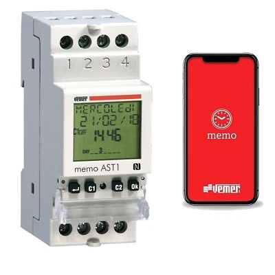 INTERRUTTORE CREPUSCOLARE ASTRONOMICO TIMER PROGRAMMABILE NFC VEMER VE344800