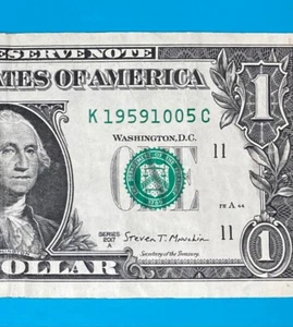 1959 October 5 : K 19591005 C BIRTHDAY Note $1 One Dollar Bill - Picture 1 of 3