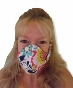 100% Baumwolle Gesichtsmaske gefüttert mit Filternetzfutter. Taillierte Blumen Floral - Bild 1 von 2