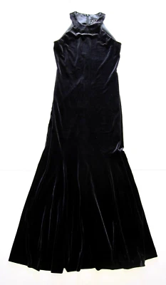 Maxi Vestido Sin Mangas Formal Largo Elastizado Terciopelo Gris Vintage Alex Evenings 4 Foto 1 de 4