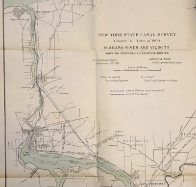 1901 Canal Map ~ ALTERNATIVE ROUTES NIAGARA RIVER & VICINITY, NEW YORK (18x27) - Image 1 of 2