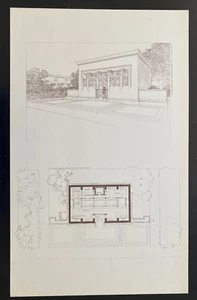 BAUPLÄNE UND ENTWÜRFE VON FRANK LLOYD WRIGHT WASMUTH Platte 20 DORFBANK - Bild 1 von 6