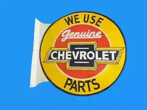 Chevrolet Parts Porcelain Enamel Heavy Metal Sign 18 Inches with Flange - Picture 1 of 2