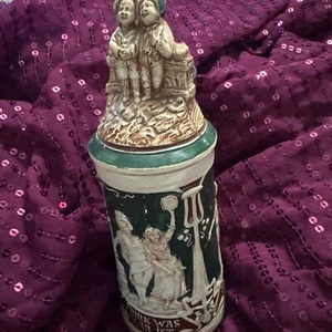 German Beer Stein VERY OLD ANTIQUE RARE FIND MARKED ROMANTIC SCENES NICE - Picture 1 of 16